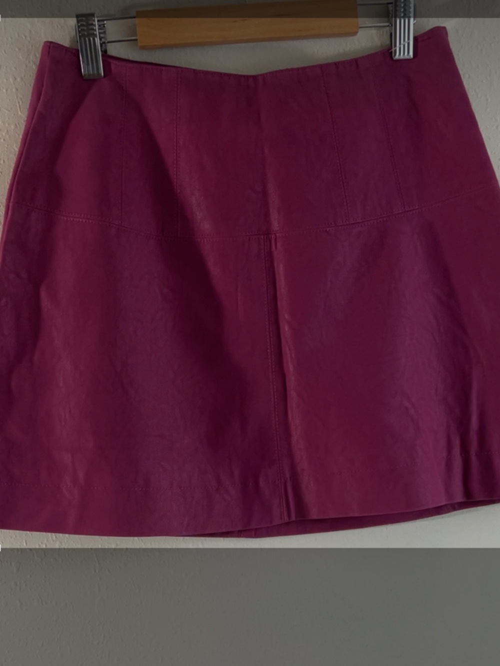 Free People Magenta Faux-Leather Mini Skirt